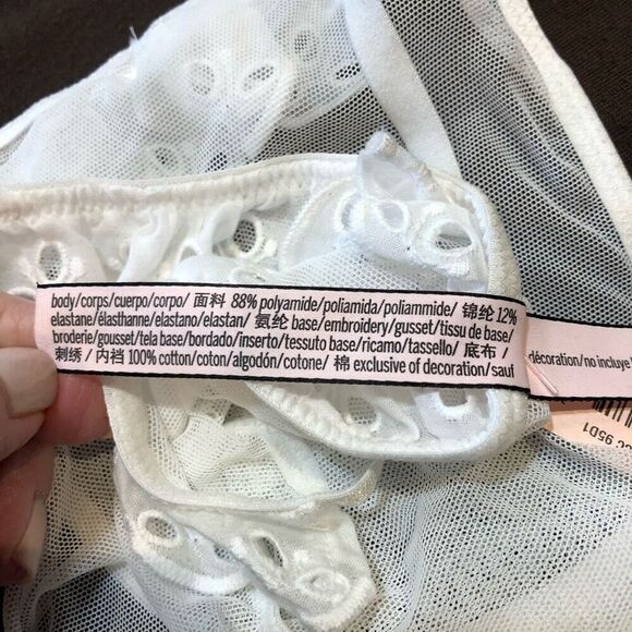 VICTORIA’S SECRET - NWT - L Sz L Dream Angels Sheer Eyelet-Trimmed String Bikini - Picture 10 of 14